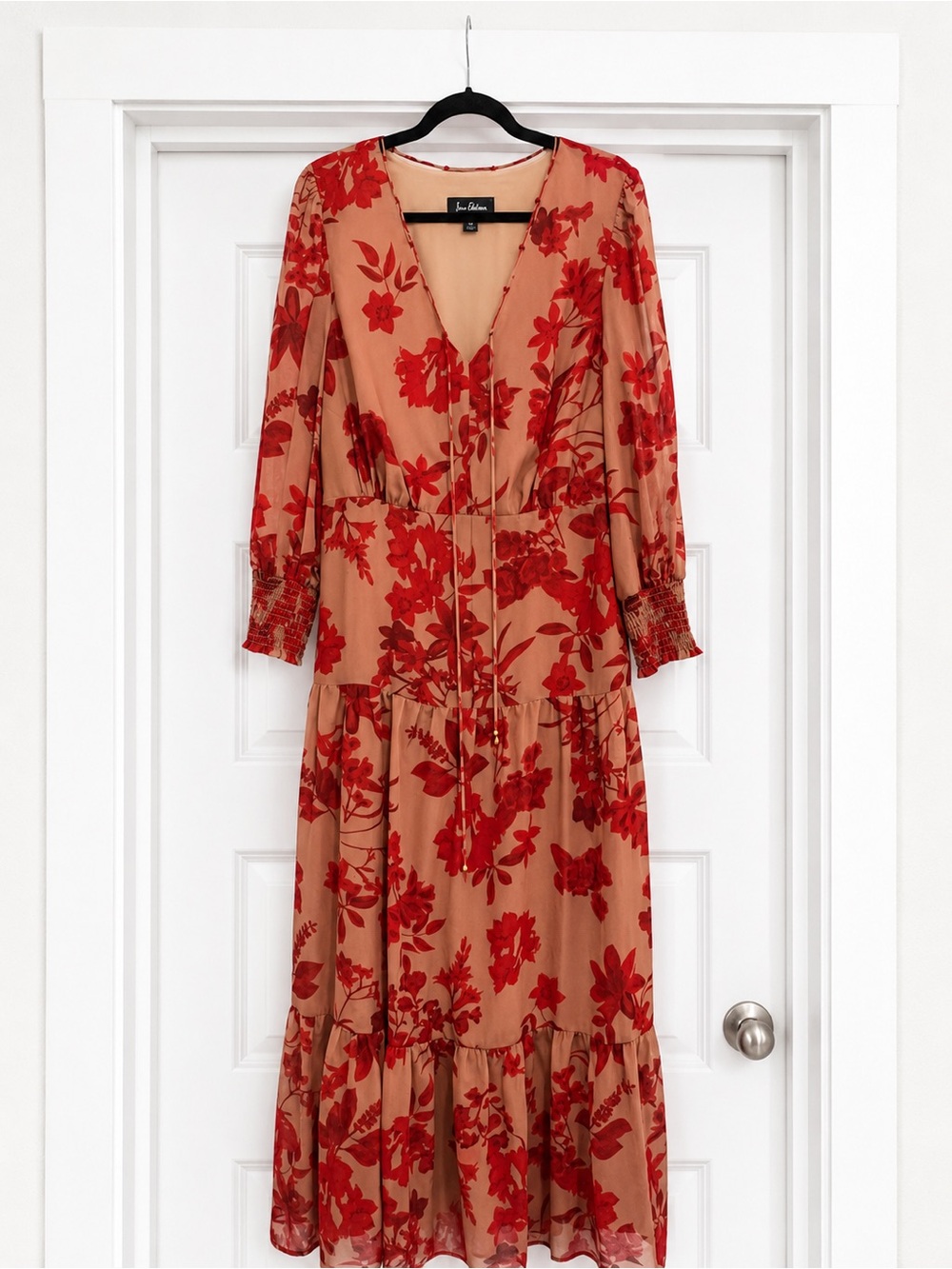 Sam Edelman Long Sleeve, Floral, Tiered Midi Dress - Fall Wardrobe Stalple - Picture 2 of 8
